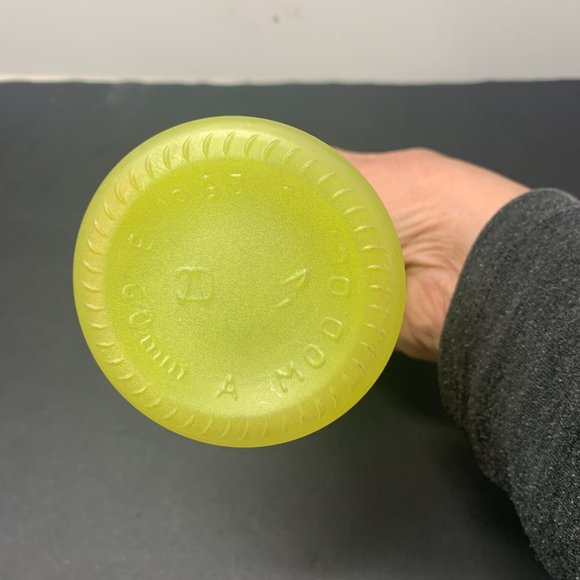 Frosted Canary Yellow Glass Vase with Ceramic Lemon Topper 7 1/2" - Picture 4 of 5